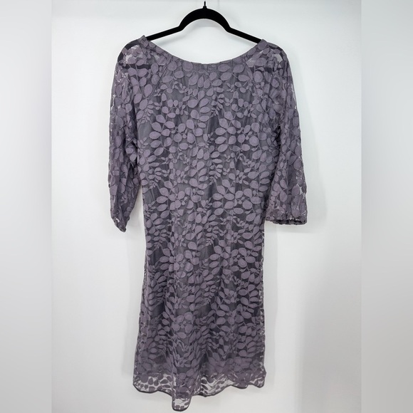 Garnet Hill Lace Long Purple / Grey Neck Tie MIDI Dress - Picture 2 of 5